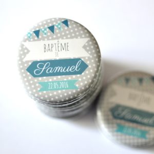 Badge magnet souvenir baptême bleu canard