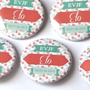 Badge souvenir personnalisé | EVJF Corail Menthe