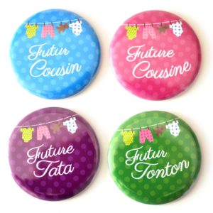 Badge magnet futurs cousin cousine tata tonton