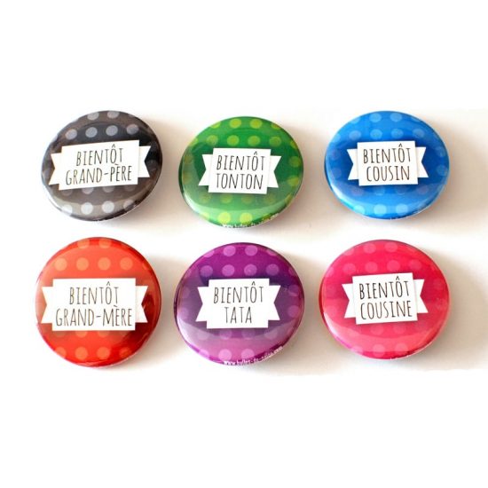 Badge Broche Pins Annonce Tu Vas être Papa Bébé Rose 37mm