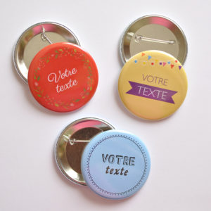 Badge pins personnalisé texte ou image