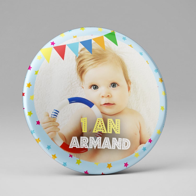Badge à personnaliser - Biche pour l'anniversaire de votre enfant