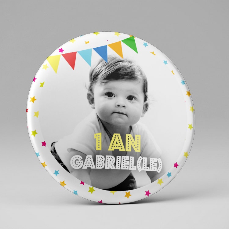 Badge ou magnet personnalisé / Souvenir anniversaire / Photo enfant
