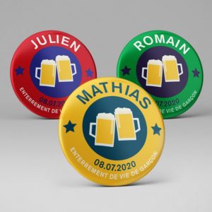 Badge souvenir enterrement vie de garçon / Bière