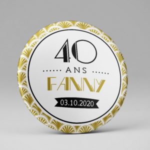 Anniversaire / Badge cadeau souvenir personnalisé / Thème Gatsby